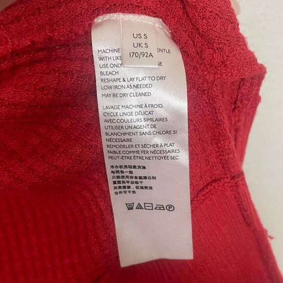 Free People We The Free Red North Shore Oversized Waffle Knit Thermal Size Small - Picture 4 of 8
